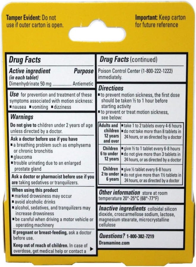 Dramamine Tablets Original Formula, 12 Tablets - Image 2